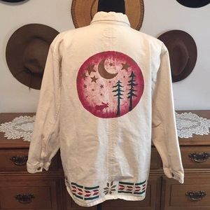 VTG Sostanza Painted Wildlife Art Denim Jacket